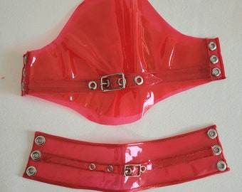 Clear Red PVC cuff set XS from Artifice Clothing - 4 part photoshoot sample