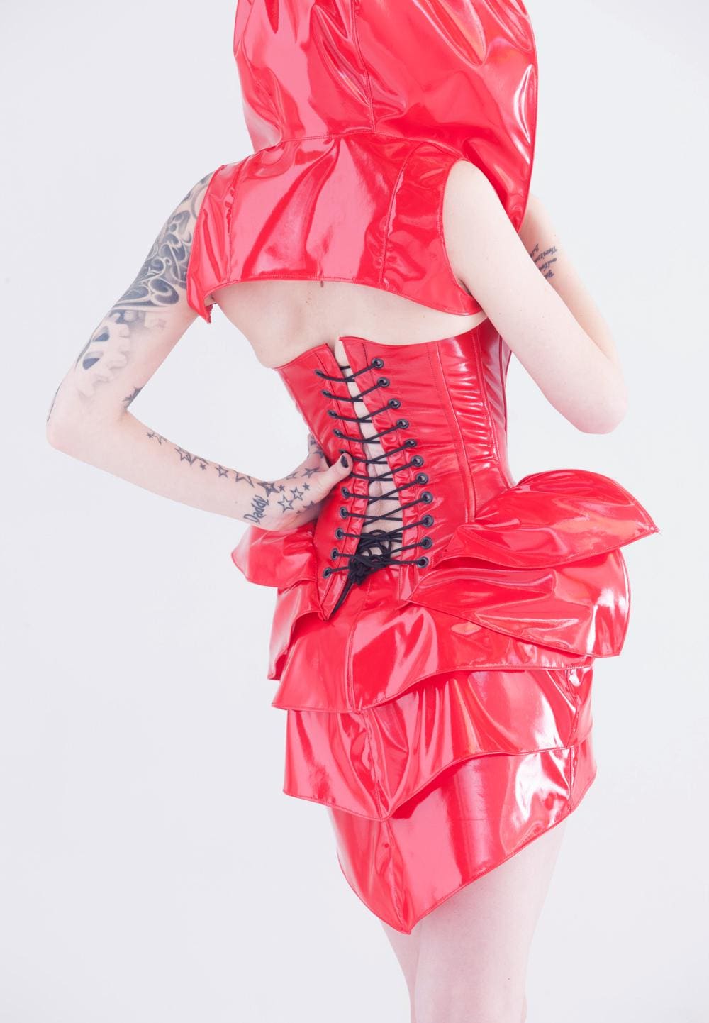 open lace back dress Bound Dress  Handmade Latex Strapless Mini Dress | Vex Clothing