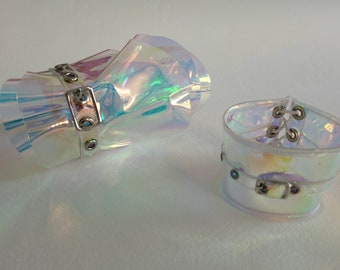 Clear Holographic PVC cuff set XS from Artifice Clothing - 4 part photoshoot sample
