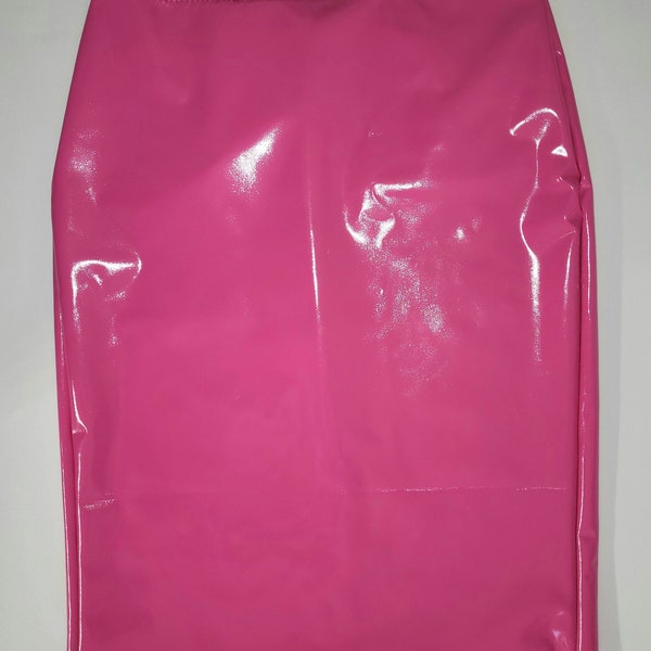 M Pink PVC Pencil Skirt from Artifice Clothing (half price sample in darker fuschia pink PVC)