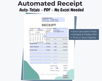 Automated Fillable Receipt Template (PDF)