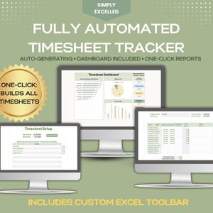 Automated Timesheet Tracker | Auto-Create Employee Sheets, One-Click Dashboard, PDF Reports | Excel Time Tracking System