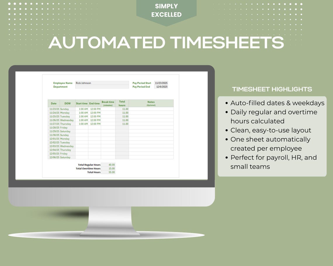 Timesheet Tracker Features Automated Timesheet Tracker | Auto-create Employee Sheets, One-click ...