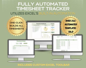 Automated Timesheet Tracker | Auto-Create Employee Sheets, One-Click Dashboard, PDF Reports | Excel Time Tracking System