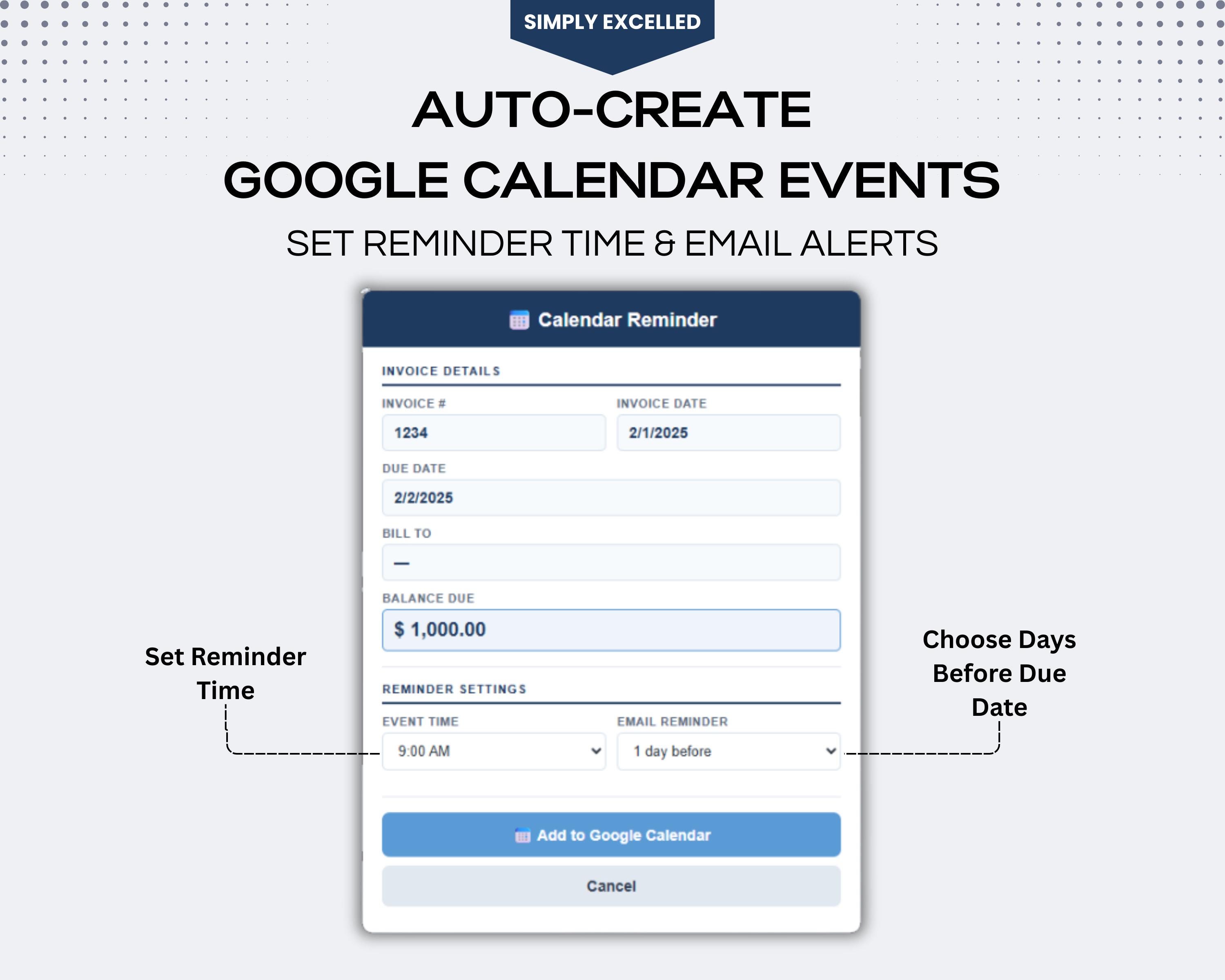 Automated Google Invoice Template | PDF Export & Calendar Reminders ...