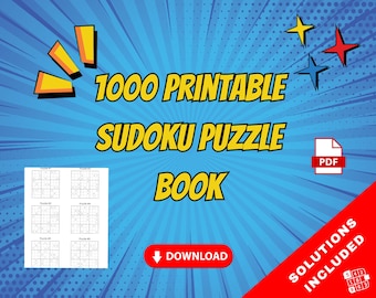 1000以上の数独パズルを印刷可能なPDF – 大人、ティーン、子供向けの簡単なものから難しいものまで、数独の本 | 解答付きですぐにダウンロード