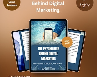 E-bok för marknadsföring – redigerbar Canva-mall, ritning för digital marknadsföringsstrategi och marknadsföringspsykologi – PDF-nedladdning