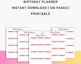 Mallar för födelsedagsfestplanerare - Redigerbar PDF för barn och vuxna | Utskrivbar födelsedagsplanerare och checklista