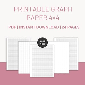 Printable Graph Paper PDF – 4x4 Grid, 24 Pages, Instant Download