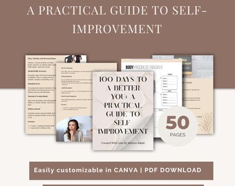 Guide för självförbättring | Redigerbar Canva PDF | Arbetsbok för personlig utveckling och tankesätt
