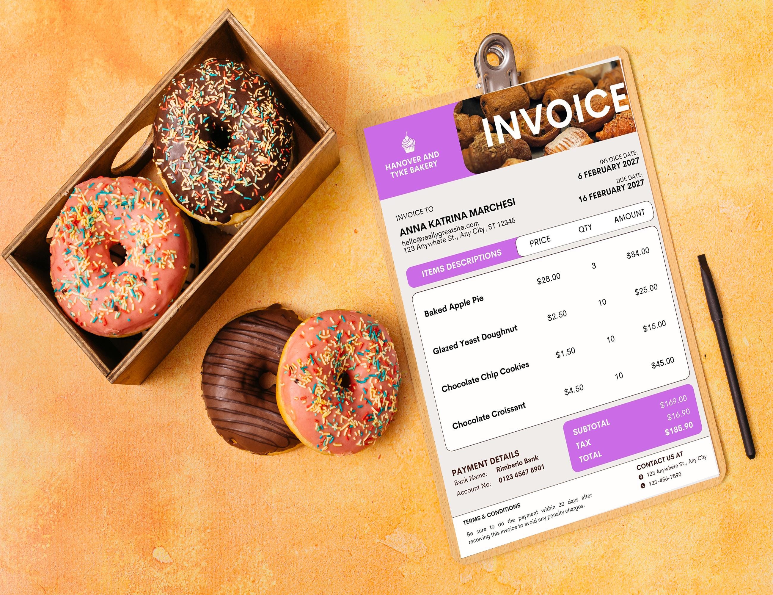 Editable Bakery Invoice Template for Canva | Cake & Sweet Treats Order ...