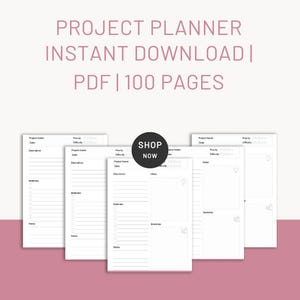 PDF Project Planner Printable – Editable Project Planning Workbook & Digital Organizer Template for Productivity (Instant Download)
