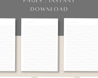 120-sidig smal linjerad anteckningsbok, utskrivbar PDF, US Letter och A4, minimalistisk linjerad anteckningsbok, direktnedladdning