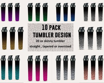 Leopardmössa med PNG-motiv | 20oz smalt tumblerpapper med PNG-motiv | Leopardmönstrat sublimeringsmönster | Digitalt tumblerdesignset