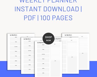 Minimalistisk veckoplanerare: Utskrivbar odaterad PDF-layout | Minimalistisk veckoorganisatör, redigerbar planeringsmall