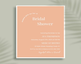 Modern mall för brudduschinbjudan, redigerbar canvasfärgad neutral blush-inbjudan till bröllopsduschen, 5x7