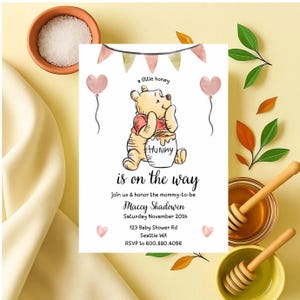 Winnie the Pooh Baby Shower Invitation: Editable Canva Template (Digital Download 5x7in