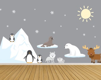 Arctic Animals Wall Decal: Removable Kids Room Decor