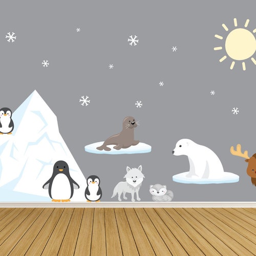 Arctic Animals Wall Decal Arctic Animals Stickers Polar Bear Etsy