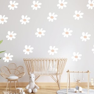Daisy Wall Sticker Set - Flower Wall Decals - Nursery Decor - Peel and Stick