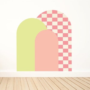 Checkered Retro Arch Wall Decal / Arch Wall Sticker / Retro Wall Art / Wall Decals image 1