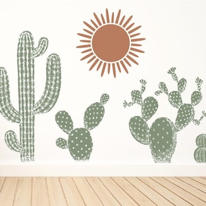 Cactus Wall Decals - Removable Wall Decal - Boho Wall Art -Self Adhesive Wallpaper- Vinyl Wall Decal