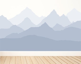 Ombre Mountain Wall Decal , Mountain Wall Mural , Peel and Stick Wall Decals , Nursery Wall Decor