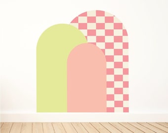 Checkered Retro Arch Wall Decal / Arch Wall Sticker / Retro Wall Art / Wall Decals