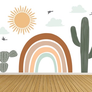 Rainbow Cactus Wall Decal: Boho Nursery Decor