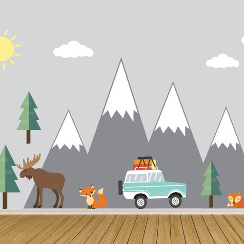 Camping Wall Decals Nursery Wall Decor Mountain Wall Decals Etsy
