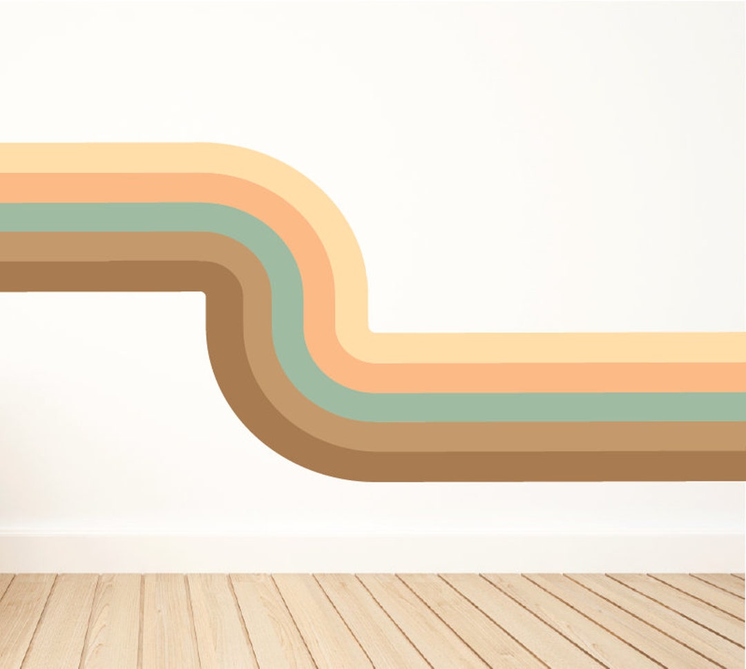 Retro Stripe Wall Decal / Retro Stripes / Retro Wall Art / Stripe Wall ...