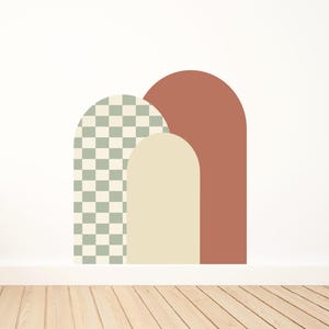 Retro Checkered Arch Wall Decal: Boho Nursery Decor