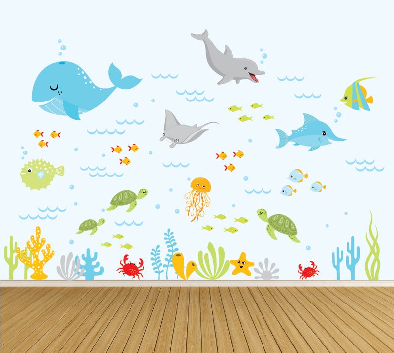 ocean wall decals nursery wall decals underwater sea decals | etsy