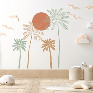 Boho Paradise Palm Tree Stickers, Palm Tree Wall Decals, Boho Sun Wall Decals, Nursery Wall Decals, Boho Nursery Decors, Tropical Wall Decor