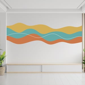 Retro Stripe Wave Wall Decal / Retro Stripes / Stripes Wall Decal / Retro Wall Art / Retro Stripes / Modern Wall Art / Wave Wall Decal