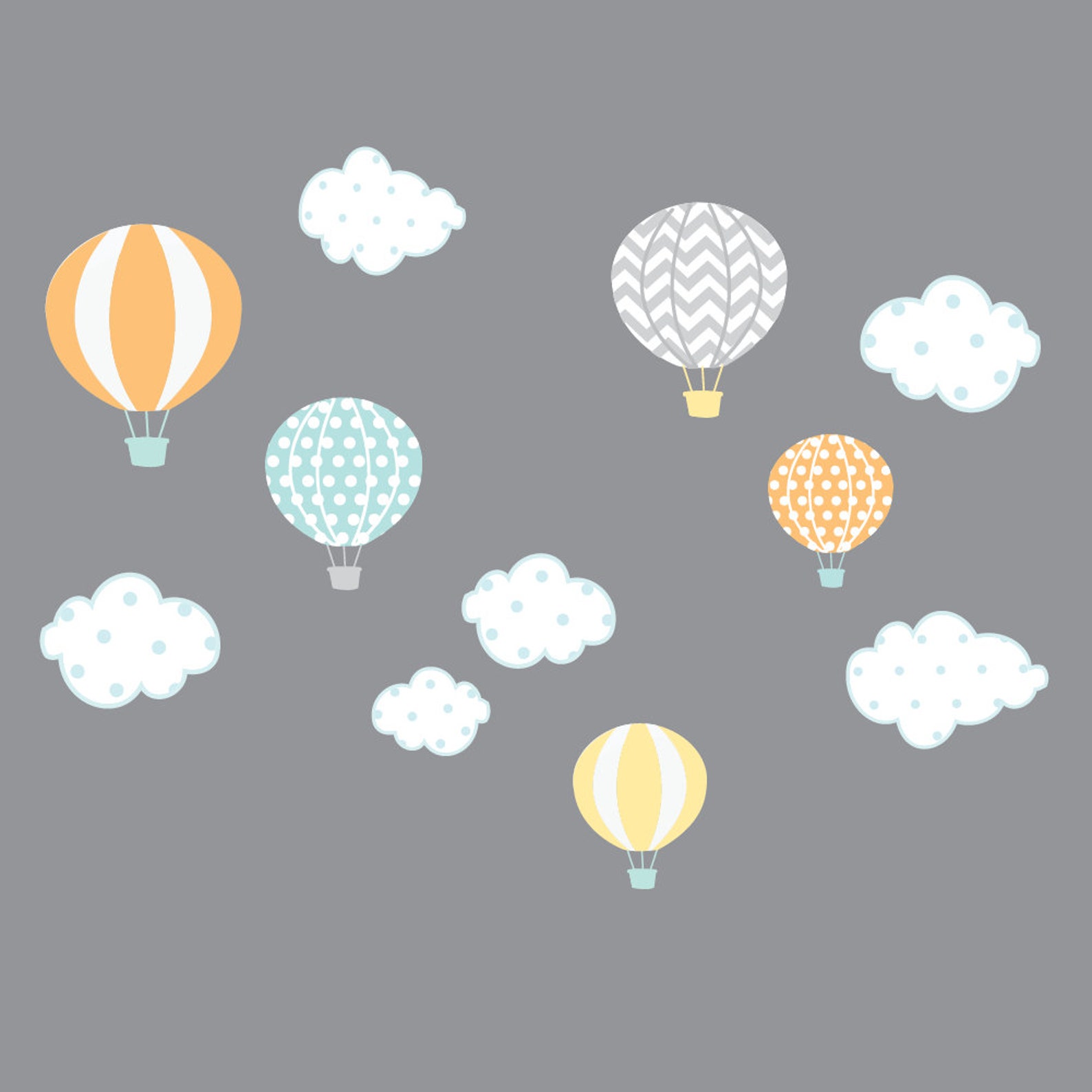 Hot Air Balloon Decals Nursery Wall Decals Cloud Wall Etsy