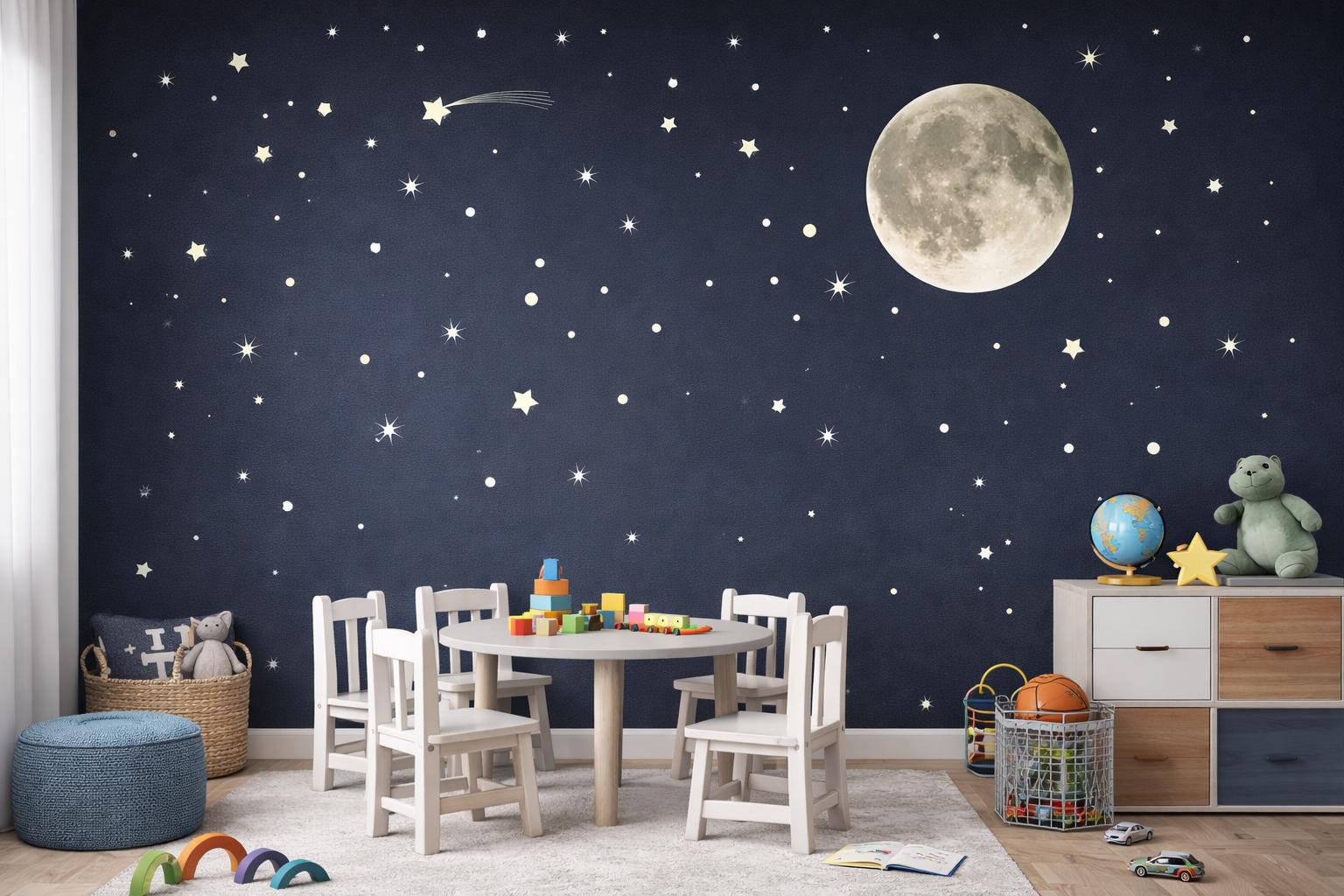 Moon and Stars Wall Decal Set – Peel and Stick Moon Wall Decor ...