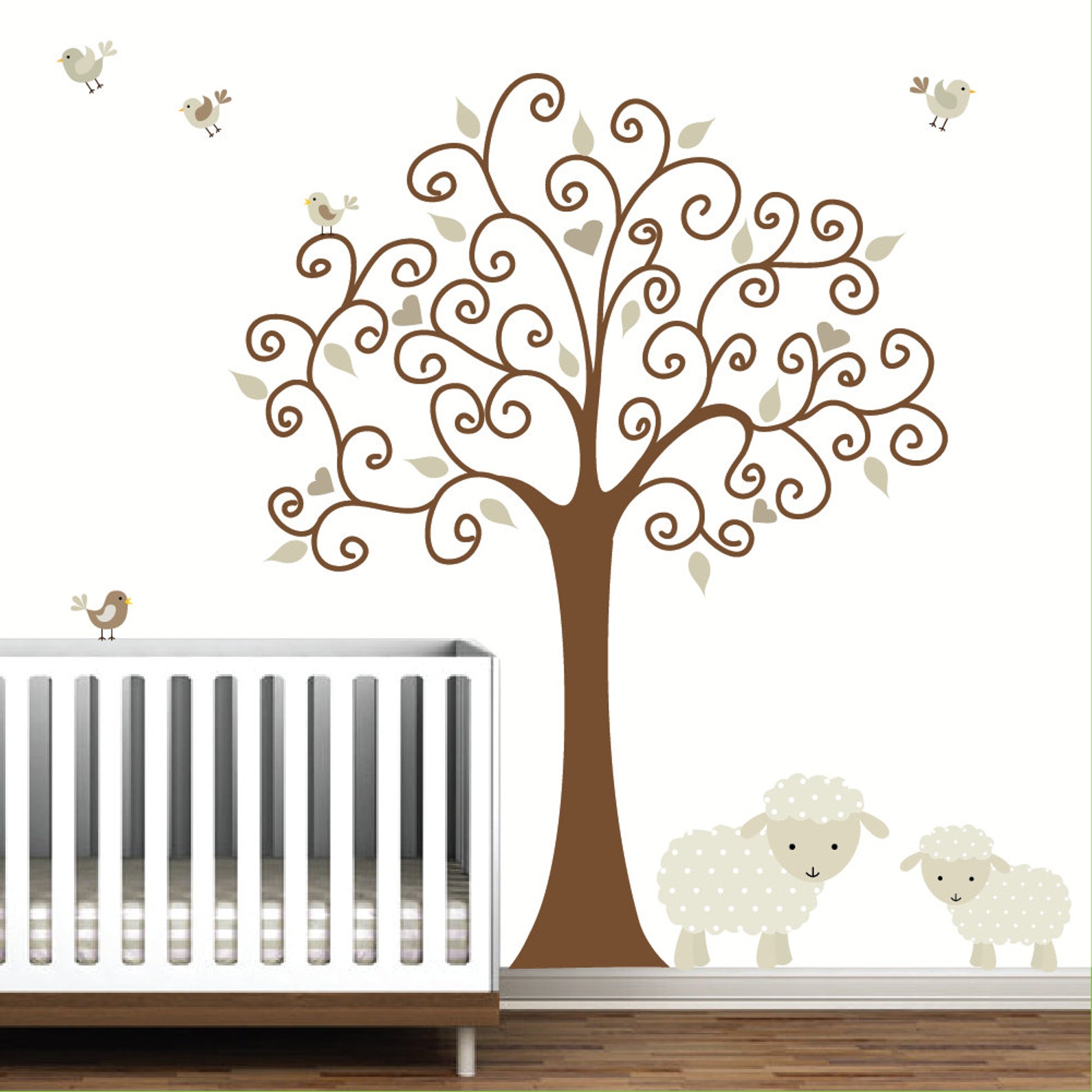 Tree Wall Decalwith Lamb SheepBaby Nurserye103 Etsy