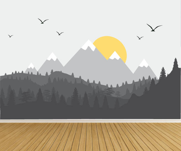 Mountain Wall Decals Nursery Wall Decals Woodland Wall Etsy