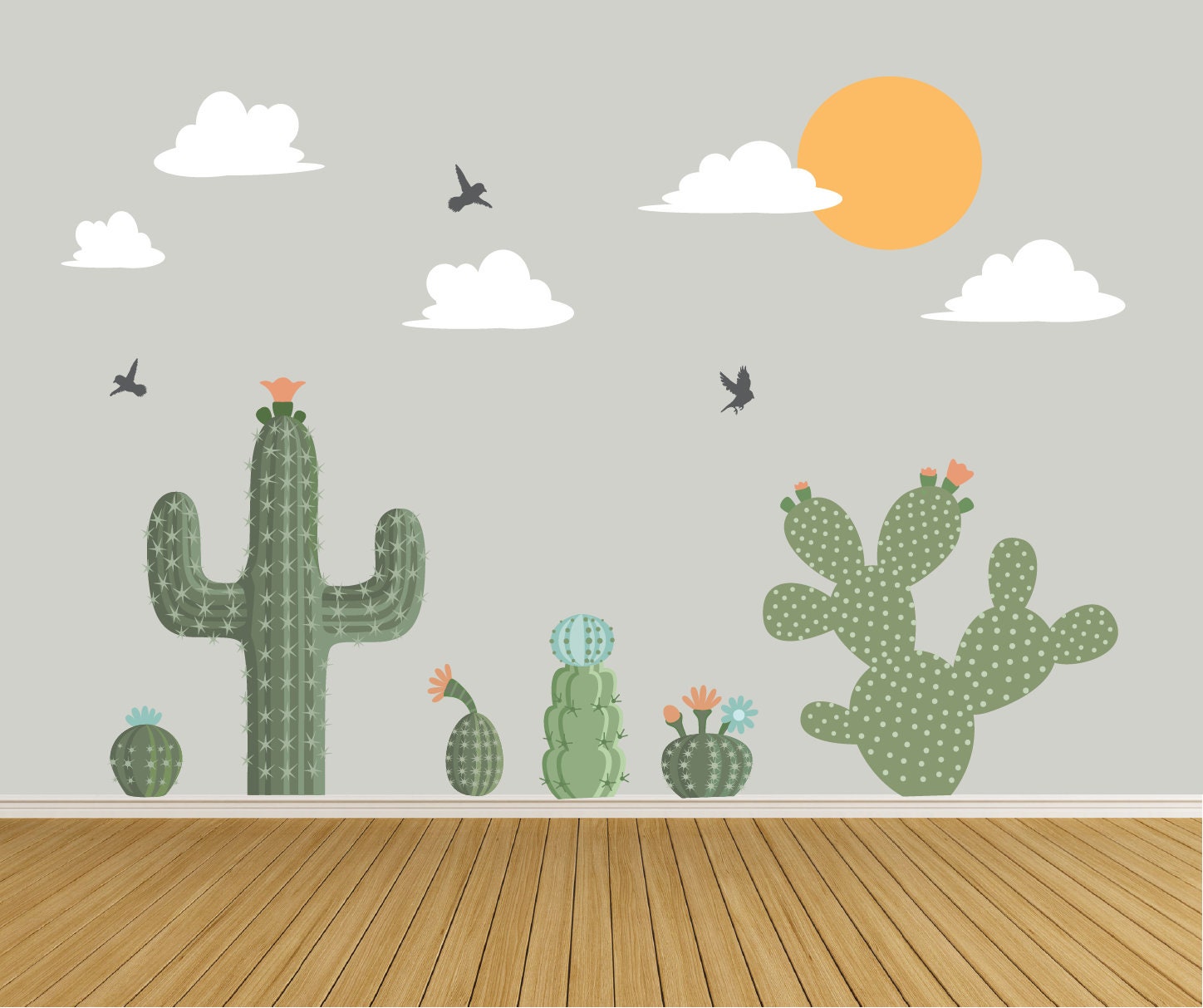Cactus Decals / Nursery Wall Decals / Cactus Decor / Wall Etsy