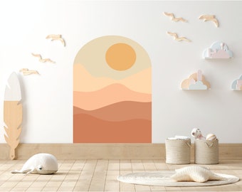 Boho Arch Wall Decal / Arch Wall Decal / Boho Mountain Sun Arch Decal / Boho Wall Art