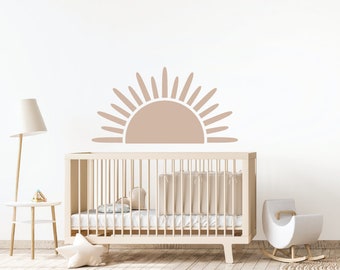 Neutral Half Sun Decal / Modern Boho Nursery / Wall Art / Removable and Reusable / Wall Decals / Boho Sun Wall Art / Boho Nursery Art