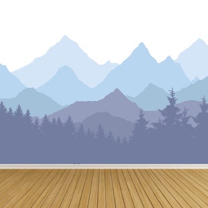 Mountain Wall Mural / Self Adhesive Wall Decals / Peel n Stick Wall Paper / Mountains / Nursery Wall Decor