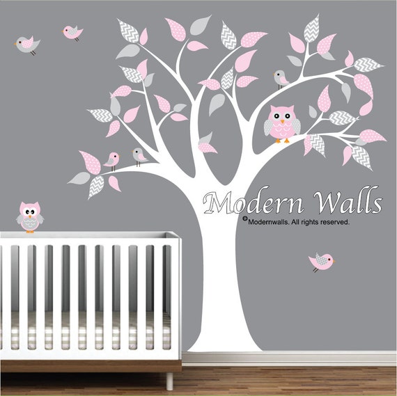 vinyl wall art decal-owls birds-nursery wall decals kids wall | etsy