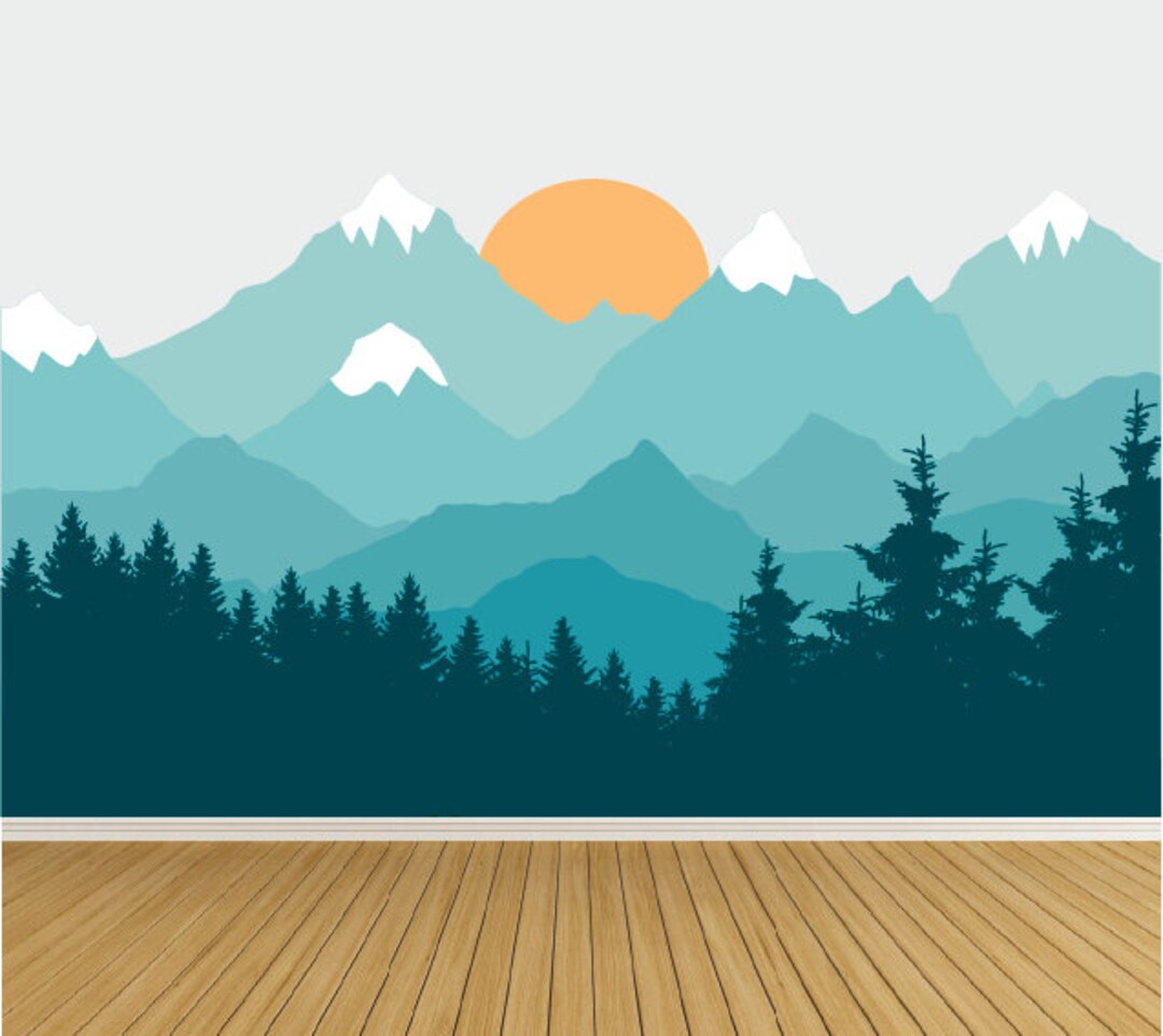 Mountain Wall Decal Mural Decal Wall Stickers Nursery Wall Art Decor Mountains Etsy