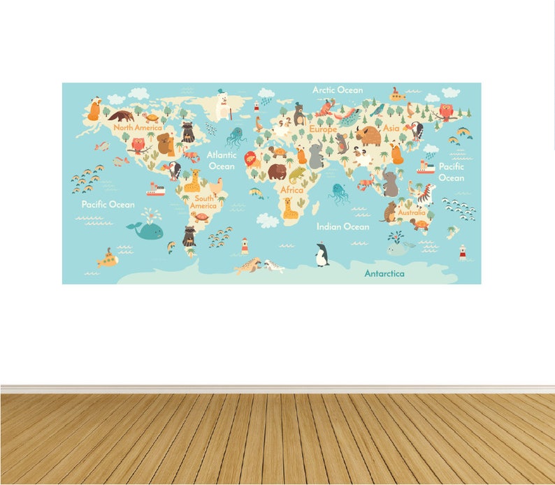 Wall Decal World Map Reusable