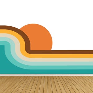 Retro Stripes / Stripe Wall Decals / Retro Stripe Wall Decal / Sun Wall Decal  / Retro Wall Decor / Nursery Room Decor