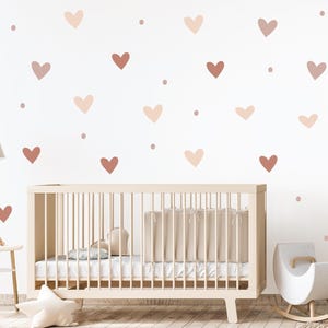 Heart Wall Decals: Boho Kids Room Decor (40 Hearts & Dots)