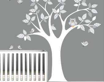 Vinyl WAll Decal Nursery Wall Vinyl-Tree with Owl,Birds,Pattern-e22