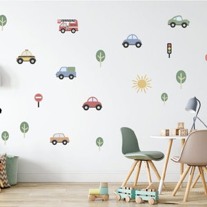 Vehicle Wall Decals , Car and Truck Wall Stickers , construction wall decals, fire truck , bus , Car Wall Decal